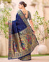 Vasthrlay Weaving Paithani Navy Blue | Gold Saree With Unstitched Blouse Piece