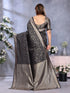 Vasthrlay Black Banarasi Unstitched Saree