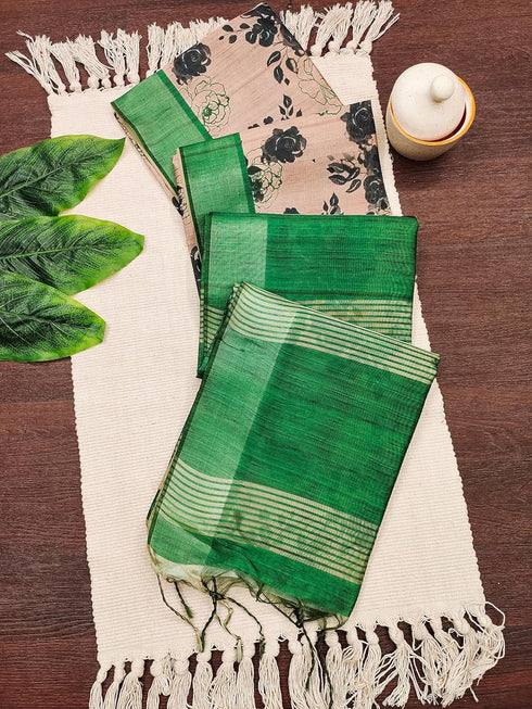 Vasthrlay Tussar Saree Designer Weaving Contrast