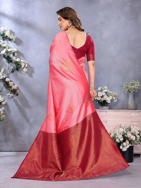 VasthrlaySilk Unstitched Pink Dark Free Ethnic Wear