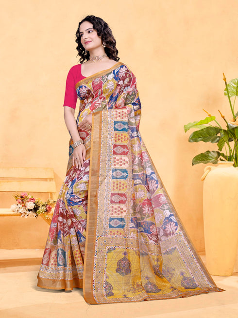 Vasthrlay Printed Unstitched Saree