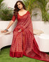 Vasthrlay Womens Printed Unstitched Green Saree