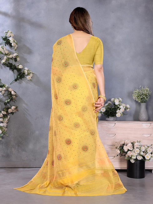 VasthrlayManipuri Unstitched Shagun Yellow Free Ethnic Wear