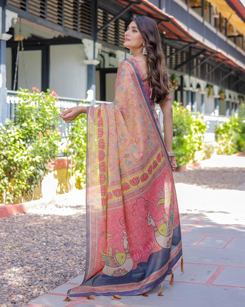 Vasthrlay Handloom Cotton Turquoise Saree