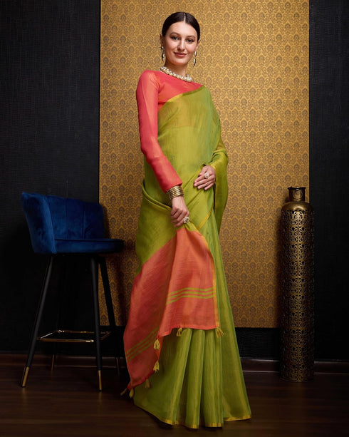 Vasthrlay Women's Cotton Length Unstitched Saree