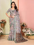 Vasthrlay Brown Printed Unstitched Saree