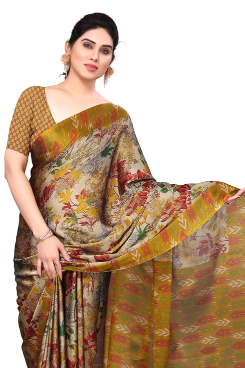 Vasthrlay Fashion Chiffon Georgette Beige Ethnic Wear