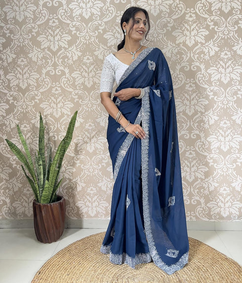 Vasthrlay Georgette Embellishments Embroidered Traditional