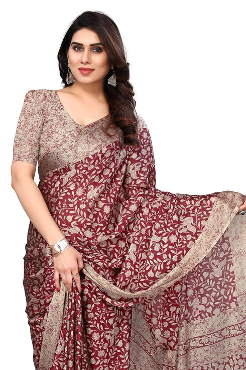 Vasthrlay Fashion Chiffon Georgette Teal Ethnic Wear
