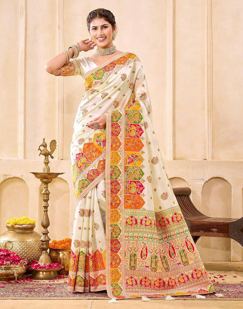 Vasthrlay Banarasi Jacquard Unstitched Grey Saree