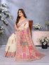 Vasthrlay Cream Kanjivaram Unstitched Saree