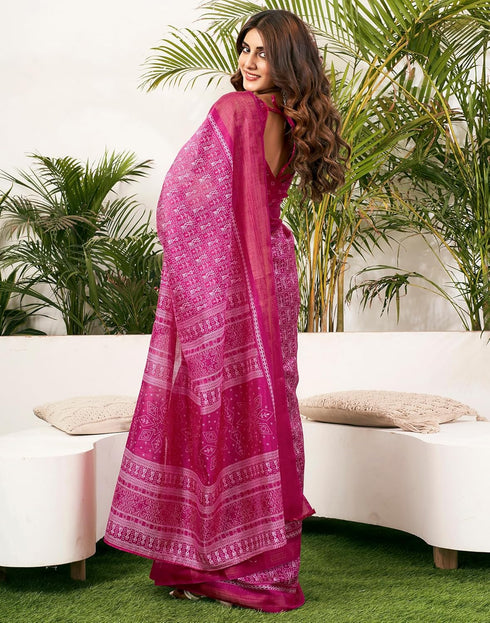 Vasthrlay Womens Printed Unstitched Green Saree