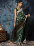 Vasthrlay Bottle Green Banarasi Saree