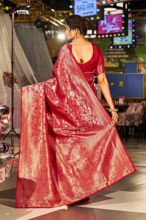 Vasthrlay Women's Kanjivaram Designer Unstitched Saree