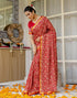 Vasthrlay Bandhani Printed Unstitched Red Saree