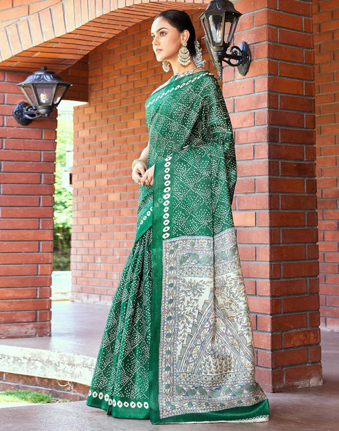 Vasthrlay Bandhani Printed Unstitched Wine Saree