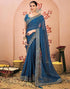 Vasthrlay Bandhani Embroidery Rama Blue Saree With Unstitched Blouse Piece