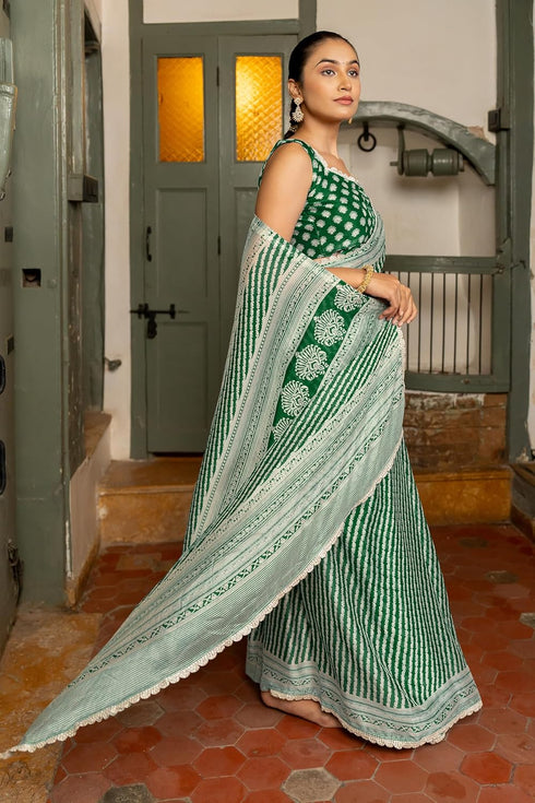Vasthrlay Fashion Georgette Leheriya Turquoise Ethnic Wear