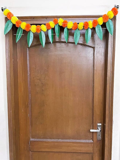 SPHINX Artificial Marigold &Mango Leaves Simple Door-Window toran/Door hangings/Festive Decorations