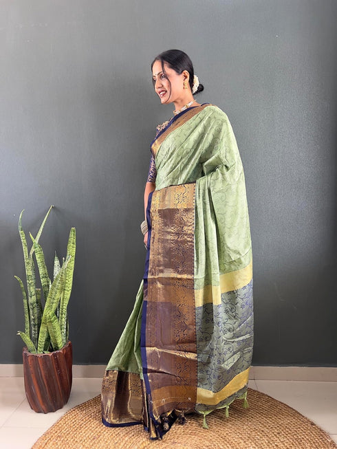 Vasthrlay Kanjivaram Blouse Traditional Pistablue
