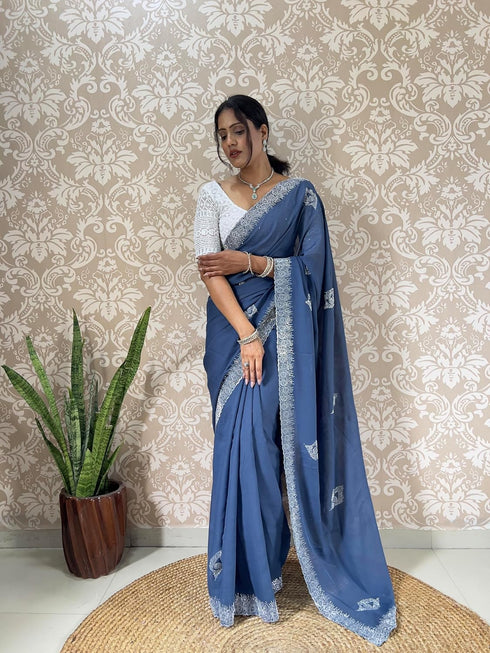 Vasthrlay Georgette Embellishments Embroidered Traditional