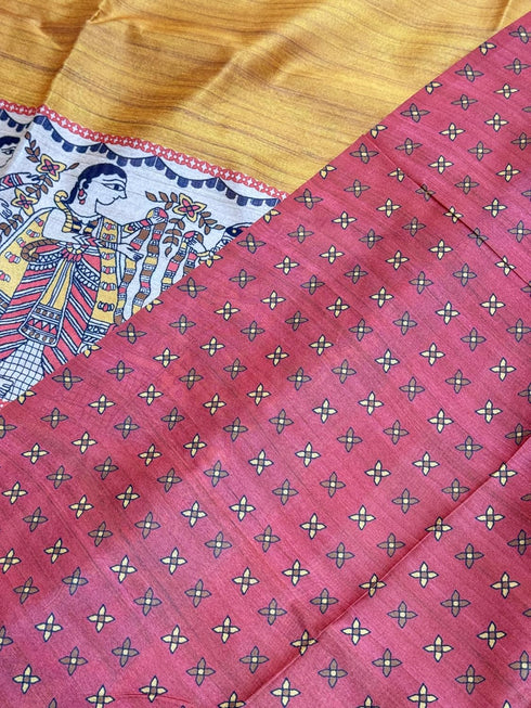 Vasthrlay Tussar Ghicha Traditional Kalamkari Madhubani