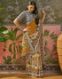 Vasthrlay Womens Printed Mustard Yellow | Multi Saree With Unstitched Blouse Piece