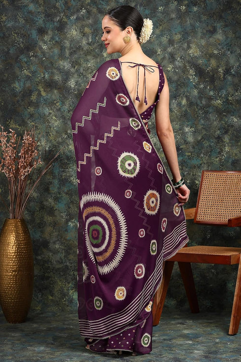 Vasthrlay Fashion Georgette Dark Multicolor Ethnic Wear