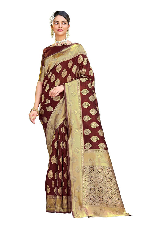 Vasthrlay Banarasi Wine Ethnic Wear