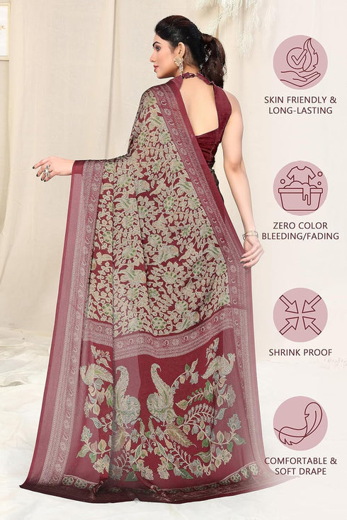 Vasthrlay Fashion Georgette Kalmkari Mehandi Ethnic Wear