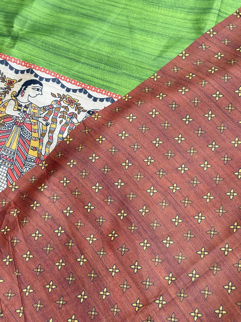 Vasthrlay Tussar Ghicha Traditional Kalamkari Madhubani