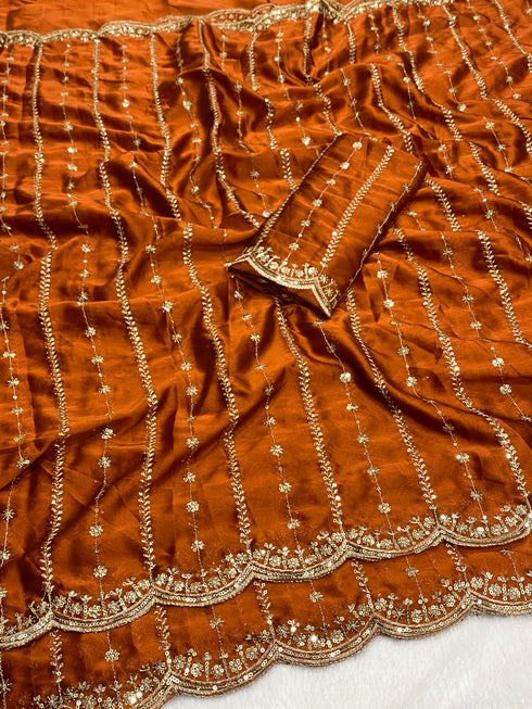 Vasthrlay Orange Traditional Saree