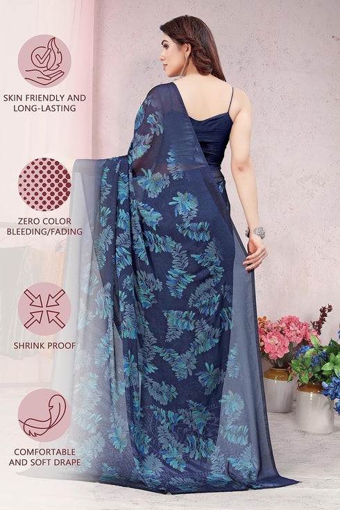 Vasthrlay Fashion Chiffon Turquoise Ethnic Wear