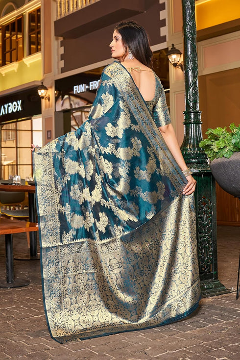 Vasthrlay Organza Patola Unstitched Blouse Saree