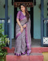 Vasthrlay Turquoise Floral Embroidered Saree