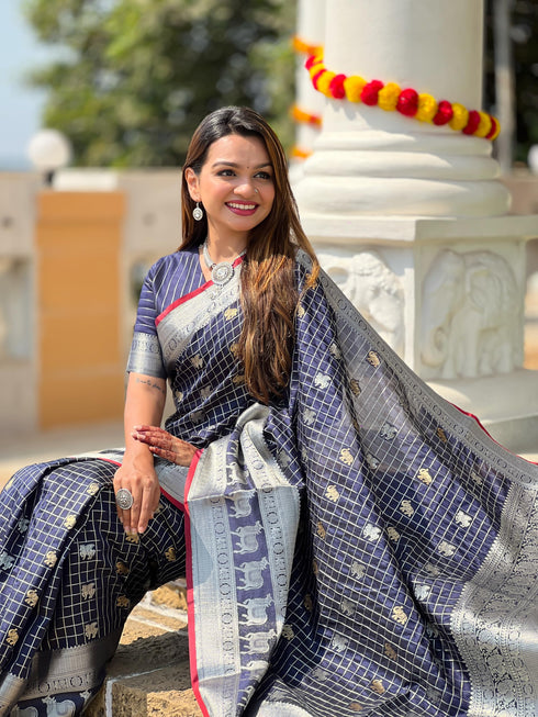 Vasthrlay Elephant Unstitched Saree