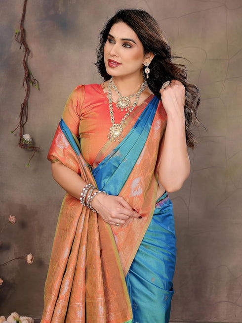 Vasthrlay Kanjivaram Saree Banarasi Blouse Wedding