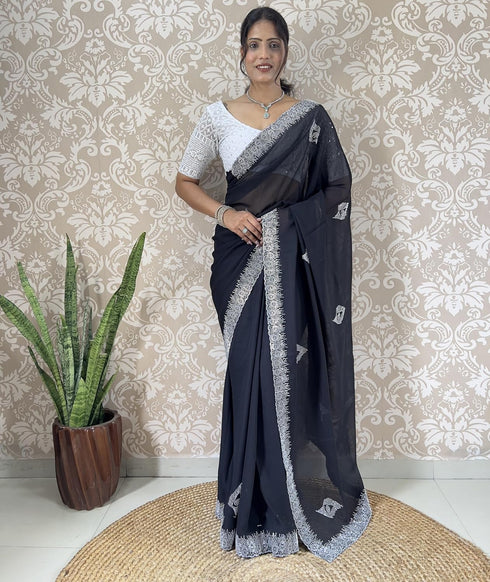 Vasthrlay Georgette Embellishments Embroidered Traditional