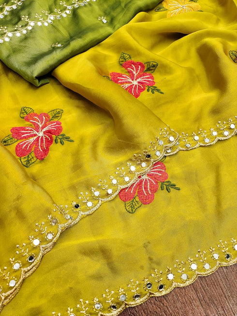 Vasthrlay Vichitra Embroidery Brown Black