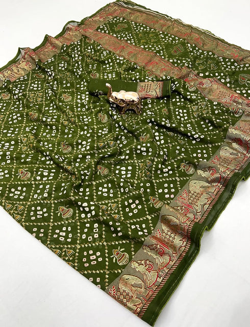 Vasthrlay Bandhani Georgette Kalamkari
