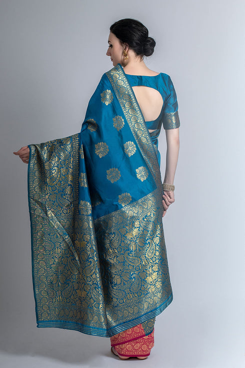 Vasthrlay Magenta Banarasi Saree