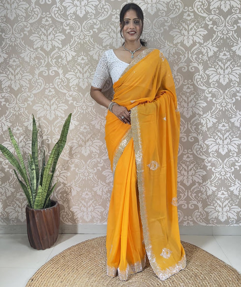 Vasthrlay Georgette Embellishments Embroidered Traditional