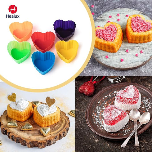 Healux Heart Shape Cup Cake Set – 6 Pieces