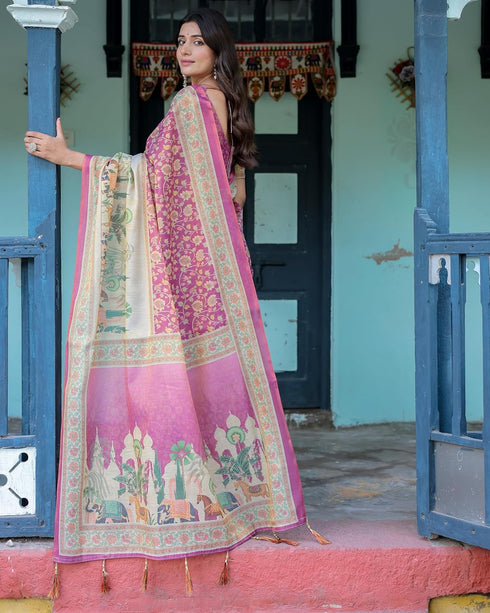 Vasthrlay Handloom Turquoise Paisley Saree