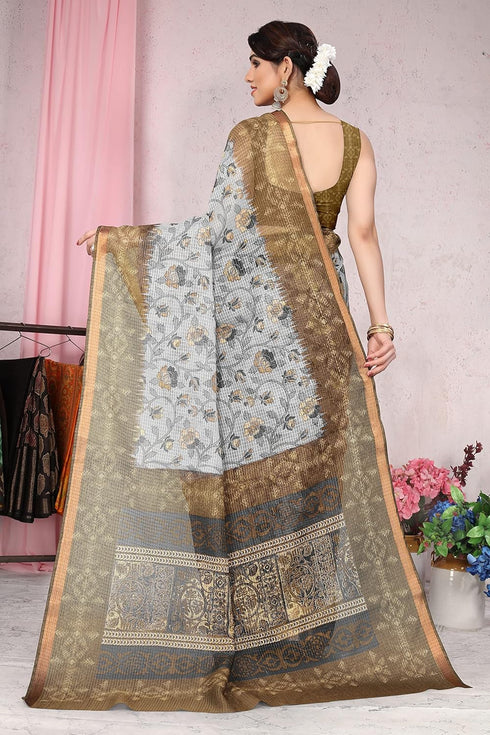 Vasthrlay Fashion Polyester Printed White Ethnic Wear