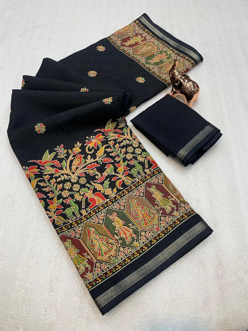 Vasthrlay Silk Saree Dark Blue