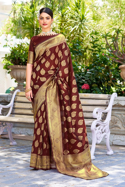 Vasthrlay Banarasi Wine Ethnic Wear