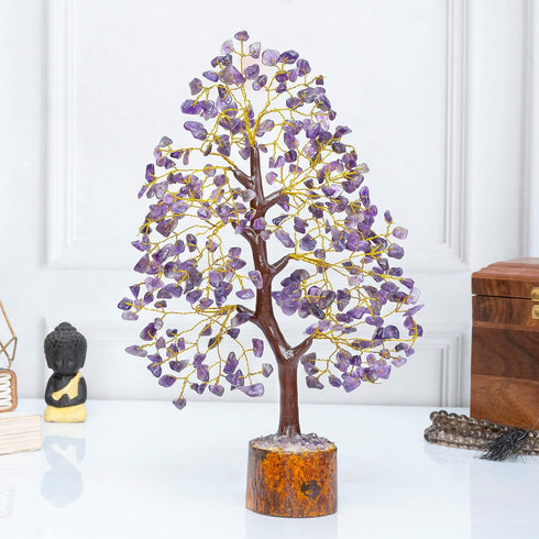 Amethyst Tree With Golden Wire And 650 Beads