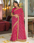 Vasthrlay Bandhani Embroidery Dark Pink | Multi Saree With Unstitched Blouse Piece