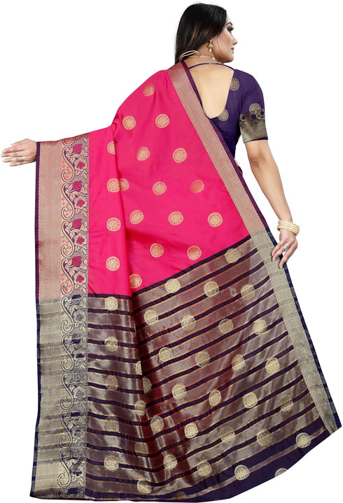 Vasthrlay Banarasi Blue Orange Ethnic Wear